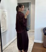 Burgundy satin effect two-piece set - Image 2
