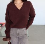 Brown v neck sweater