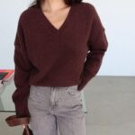 Brown v neck sweater