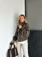 Brown leather jacket - Image 2