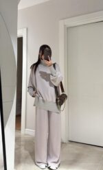 Relaxed - fit turtle neck sweater and wide-leg pants set