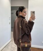 Brown bomber style jacket - Image 3