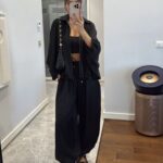 Black satin effect two-piece set