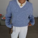 Light blue v neck sweater
