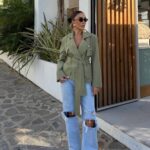 Olive green belted jacket