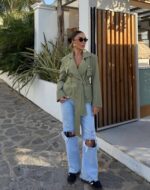 Olive green belted jacket