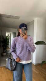 Purple cable -knit sweater
