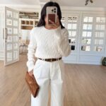 White cable -knit sweater