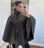 Belt detailed stamped poncho