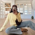 Yellow cable - knit sweater