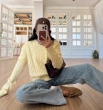 Yellow cable - knit sweater