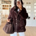 Brown faux fur jacket
