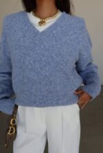 Light blue v neck sweater - Image 2