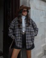 Oversized plaid flannel shirt