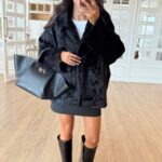 Black faux fur jacket
