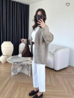 Greige button-up cardigan - Image 2