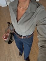 Olive green long sleeved shirt - Image 3