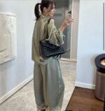 Sage green satin effect two-piece set - Image 2