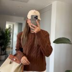 Brown cable - knit sweater