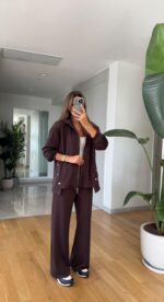 Brown cotton two - piece set - Image 2