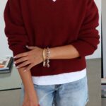 Burgundy v neck sweater