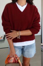 Burgundy v neck sweater