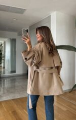 Chic belted short trench coat - Image 2