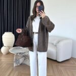 Brown button-up cardigan