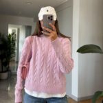Light Pink cable -knit sweater