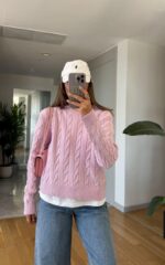 Light Pink cable -knit sweater
