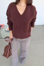 Burgundy v neck sweater - Image 2