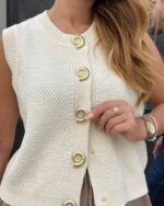 Gold buttoned knit vest - Image 2