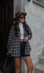 Oversized plaid flannel shirt - Image 2