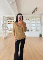 Shimmer gold button-down cardigan - Image 2