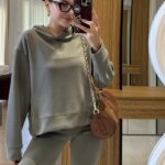 Olive green cotton two-piece set