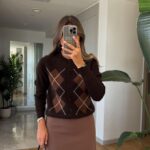 Dark brown knitted cardigan