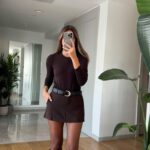 Brown skort with black belt