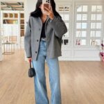 Grey jacket with fur collar