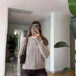Greige cable knit sweater
