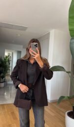 Dark brown oversized blazer - Image 3