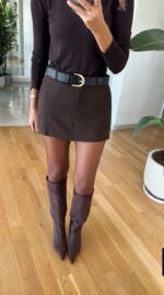Brown skort with black belt - Image 2