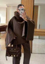 Brown wool poncho - Image 3