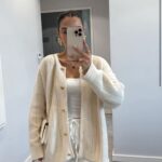 Off white striped cardigan with gold buttons