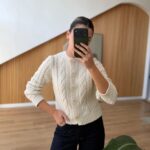 Cream knit cardigan with cable details