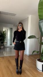 Black skort with a belt