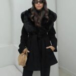 Black coat with fur collar