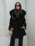Black coat with fur collar