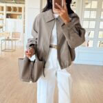 Taupe leather jacket