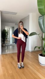 Burgundy oysho high waist lycra leggings