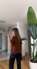 Nutty brown short sleeve sweater - Image 2